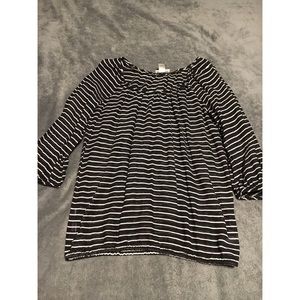 Black and White Striped Blouse